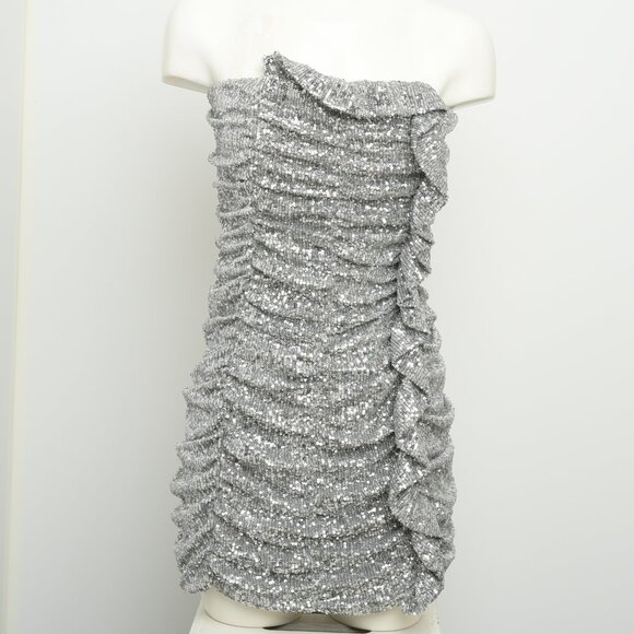 Zara Dresses & Skirts - Zara mini strapless sequins dress, Size S (2), Silver colour